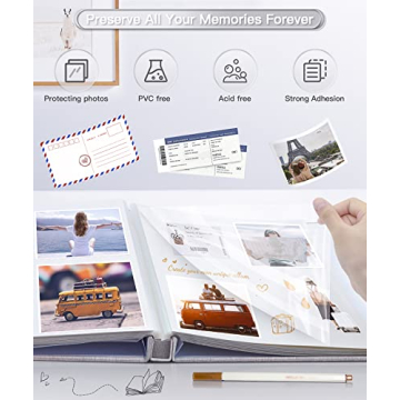 Popotop Self Adhesive Photo Album for 4x6 5x7 8x10 Pictures