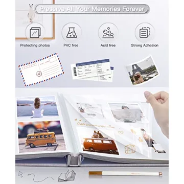 Popotop Self Adhesive Photo Album for 4x6 5x7 8x10 Pictures