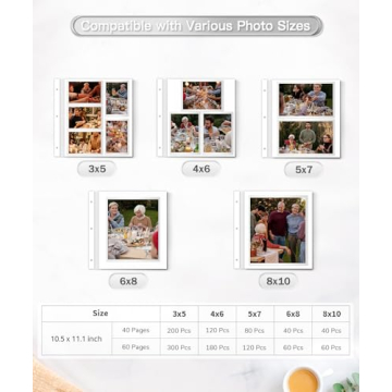 Popotop Self Adhesive Photo Album for 4x6 5x7 8x10 Pictures