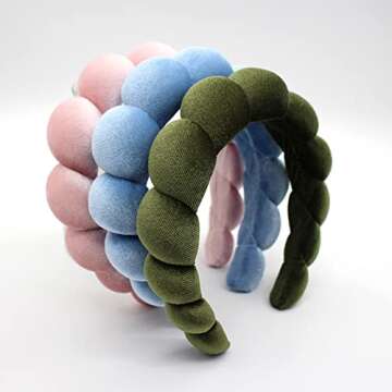 Uchyius Headbands Women Hair Head Bands, Padded Fabric Hair Bands Wide Velvet Non Slip Headband Hair Accessories for Women Girls, Blue