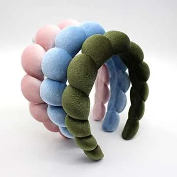 Uchyius Headbands Women Hair Head Bands, Padded Fabric Hair Bands Wide Velvet Non Slip Headband Hair Accessories for Women Girls, Blue