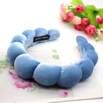 Uchyius Headbands Women Hair Head Bands, Padded Fabric Hair Bands Wide Velvet Non Slip Headband Hair Accessories for Women Girls, Blue