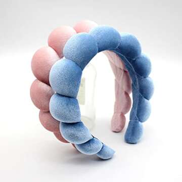 Uchyius Headbands Women Hair Head Bands, Padded Fabric Hair Bands Wide Velvet Non Slip Headband Hair Accessories for Women Girls, Blue