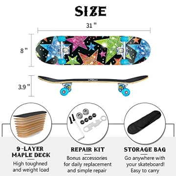 FlyFlash Skateboard - Durable Complete Board for Beginners