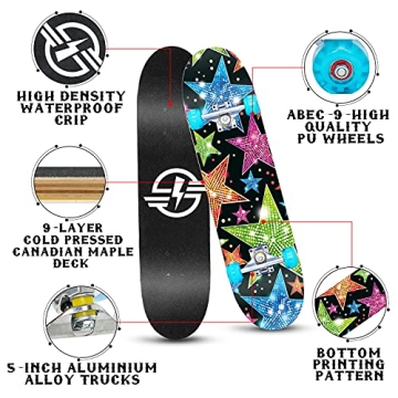 FlyFlash Skateboard - Durable Complete Board for Beginners