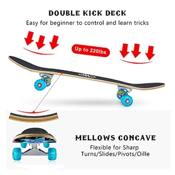 FlyFlash Skateboard - Durable Complete Board for Beginners