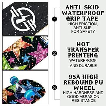 FlyFlash Skateboard - Durable Complete Board for Beginners