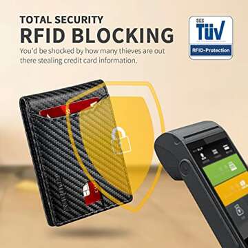 RUNBOX Wallet for Men Slim 11 Credit Card Holder Slots Leather RFID Blocking Small Thin Men's Wallet Bifold Minimalist Front Pocket Large Capacity Gift Box Carbon Black