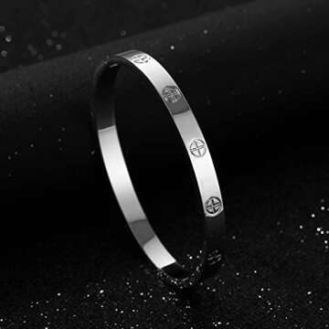 YCSLYW Women's Stainless Steel Bracelet Jewelry Crystal Bracelet With Cube Zircon Hinge Jewelry oval Bangle Christmas Valentines Birthday Gifts for Women