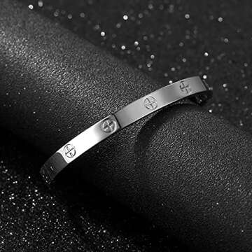 YCSLYW Women's Stainless Steel Bracelet Jewelry Crystal Bracelet With Cube Zircon Hinge Jewelry oval Bangle Christmas Valentines Birthday Gifts for Women