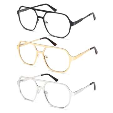 AMOMOMA Retro Aviator Reading Glasses for Women Men, Blue Light Blocking Womens Computer Readers Retro Metal Frame AM6170US, Black&Gold 1.50x