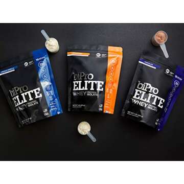 BiPro Elite to-Go 100% Whey Isolate Protein Powder for High-Intensity Fitness, Unflavored, 12 Single-Serve Packets - NSF Certified for Sport, Sugar Free, Suitable for Lactose Intolerance, Gluten Free