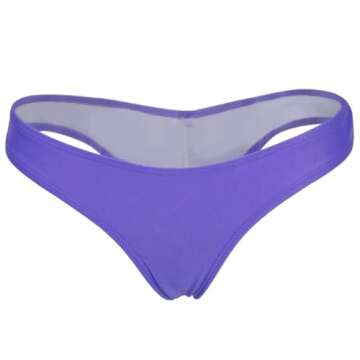 FOCUSSEXY Women's Hot Summer Brazilian Beachwear Bikini Bottom Thong Swimwear Purple S