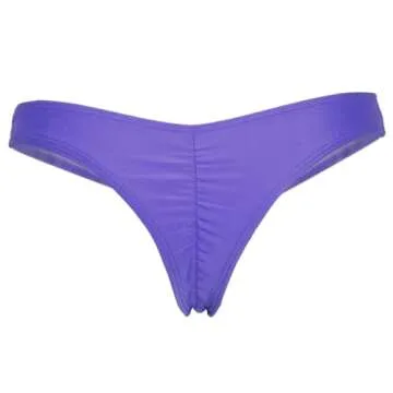 FOCUSSEXY Women's Hot Summer Brazilian Beachwear Bikini Bottom Thong Swimwear Purple S