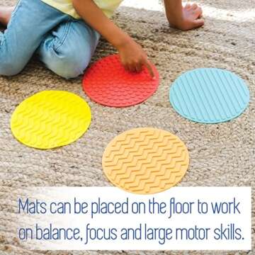 Sensory Genius Sensory Mats for Children & Adults - 4 Large Tactile Sensory Mats - Sensory Room Must Haves, Calming Corner Sensory Tiles Stress Toy - Also Great Sensory Floor Tiles