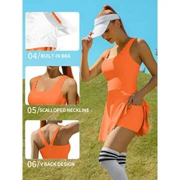 ATTRACO Women'sTennis Dresses Athletic Girls Golf Dress Workout Outfits for Women Orange L