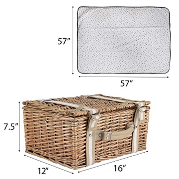 Stylish Willow Picnic Basket Set for 2 With Cooler