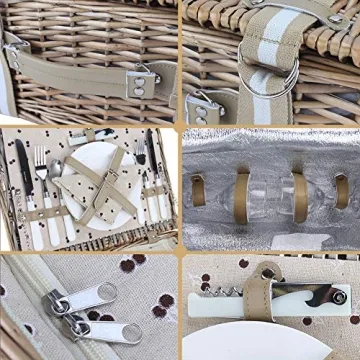 Stylish Willow Picnic Basket Set for 2 With Cooler