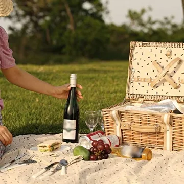 Stylish Willow Picnic Basket Set for 2 With Cooler