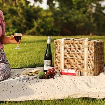 Stylish Willow Picnic Basket Set for 2 With Cooler