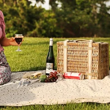 Stylish Willow Picnic Basket Set for 2 With Cooler
