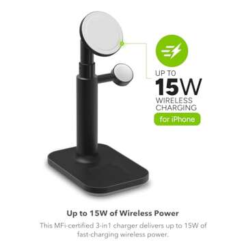 mophie MagSafe 3-in-1 Wireless Charging Stand - Extendable & Fast Charging for iPhone 16/15/14/13/12...