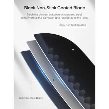 Knife Set, D.Perlla 16 Pieces Black Kitchen Knife Set with Acrylic Stand, High Carbon Stainless Steel, BO Oxidation Knife Block Set, No Rust, Non Slip Handle, Sharp Knife