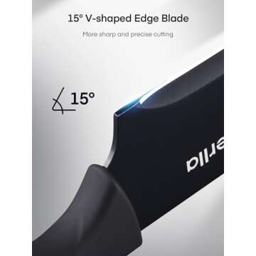 Knife Set, D.Perlla 16 Pieces Black Kitchen Knife Set with Acrylic Stand, High Carbon Stainless Steel, BO Oxidation Knife Block Set, No Rust, Non Slip Handle, Sharp Knife