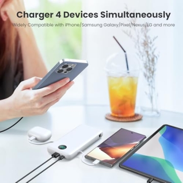 Powerful Portable Charger with Built-in Cables 13800mAh
