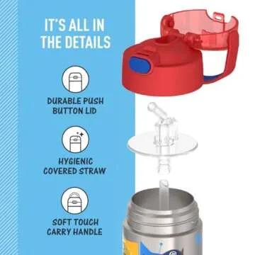 THERMOS FUNTAINER Water Bottle with Straw - 12 Ounce - Kids Stainless Steel Vacuum Insulated Water Bottle with Lid, Paw Patrol