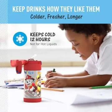 THERMOS FUNTAINER Water Bottle with Straw - 12 Ounce - Kids Stainless Steel Vacuum Insulated Water Bottle with Lid, Paw Patrol