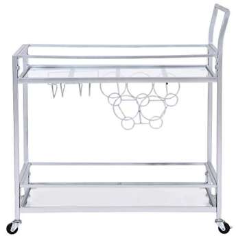 FirsTime & Co. Silver Delilah Bar Cart - Stylish Mobile Bar with Storage