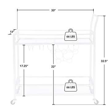 FirsTime Silver Delilah Bar Cart - Chic Mobile Mini Bar