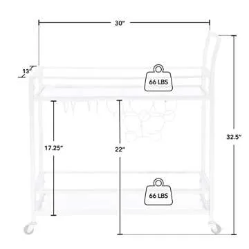 FirsTime Silver Delilah Bar Cart - Chic Mobile Mini Bar