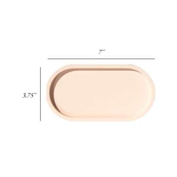 Janet Gwen Rose Concrete Oval Tray | 3.75" x 7" x 0.5" Light Pink Tray Bathroom Trays for Counter Blush Pink Bathroom Decor Small Trays Decorative