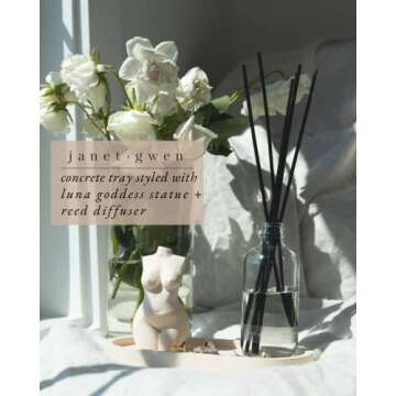 Janet Gwen Rose Concrete Oval Tray | 3.75" x 7" x 0.5" Light Pink Tray Bathroom Trays for Counter Blush Pink Bathroom Decor Small Trays Decorative