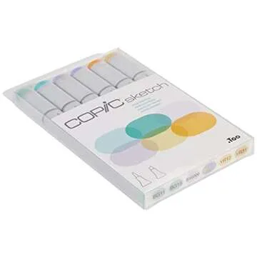 Copic Sketch Markers - 6 Pastel Colors Set for Artists
