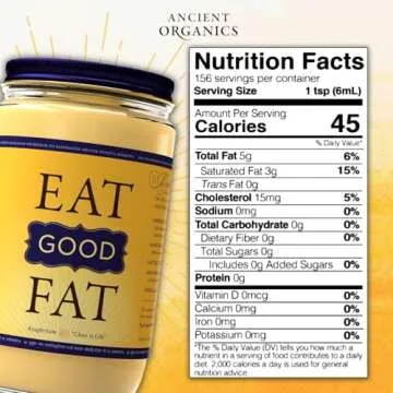 Ancient Organics Ghee, Organic Grass Fed Ghee Butter - Gluten Free Ghee, Clarified Butter, Vitamins ...