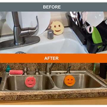 Self-Draining Sponge Holder with Suction Cup Installation, Sponge Organizer for Bathroom and Kitchen...