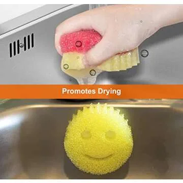 Self-Draining Sponge Holder with Suction Cup Installation, Sponge Organizer for Bathroom and Kitchen Sink, Dishwasher Safe Sponge Storage for Smiley Round Sponges (No Sponges Included) 1-Pack