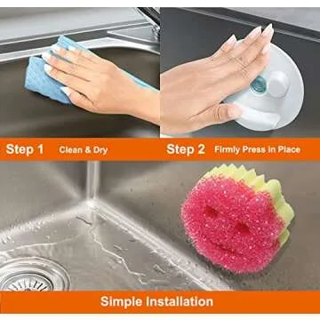 Self-Draining Sponge Holder with Suction Cup Installation, Sponge Organizer for Bathroom and Kitchen Sink, Dishwasher Safe Sponge Storage for Smiley Round Sponges (No Sponges Included) 1-Pack