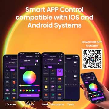 XEBKOR Sunset Projection Lamp with Remote/APP Control,Multi-Color LED Sunset Light Night Light,360 Degree Rotation Sunset Lamp for Photography/Party/Room Decor,Gifts for Christmas,Thanksgiving Day