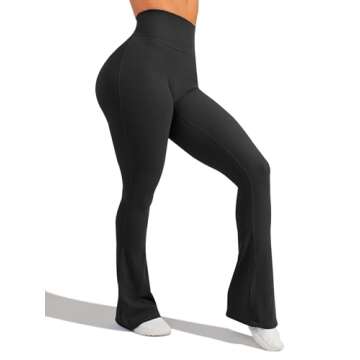 Unthewe High Waisted Flare Leggings for Women Tummy Control Butt Lifting Workout Yoga Wide Leg Pants(U926-Black-S)