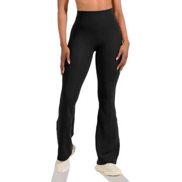 Unthewe High Waisted Flare Leggings for Women Tummy Control Butt Lifting Workout Yoga Wide Leg Pants(U926-Black-S)