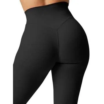 Unthewe High Waisted Flare Leggings for Women Tummy Control Butt Lifting Workout Yoga Wide Leg Pants(U926-Black-S)
