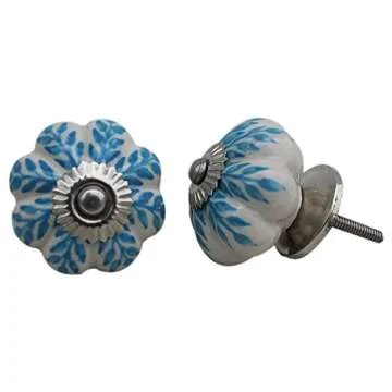 Stylish Ceramic Floral Cabinet Knobs – Zoya's Set of 12