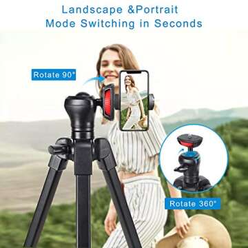 Lightweight 54" Travel Cell Phone Tripod for All