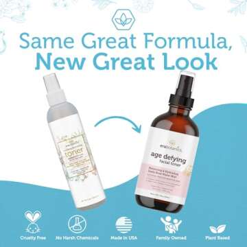 Era Organics Hydrating Toner for Face - Refreshing and Balancing Anti Aging Facial Mist with Rose Wa...