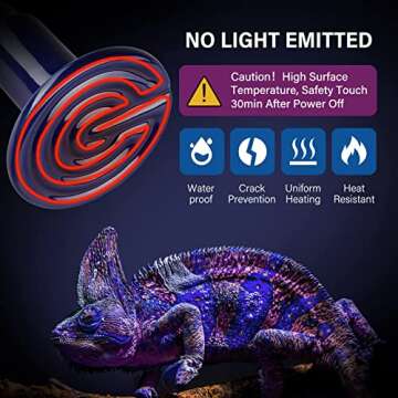 Simple Deluxe 150W 2-Pack Ceramic Heat Emitter Reptile Heat Bulb No Light, LCD Digital Aquarium Thermometer, for Reptile Amphibian, 2 Pack + Thermometer, Royal Blue