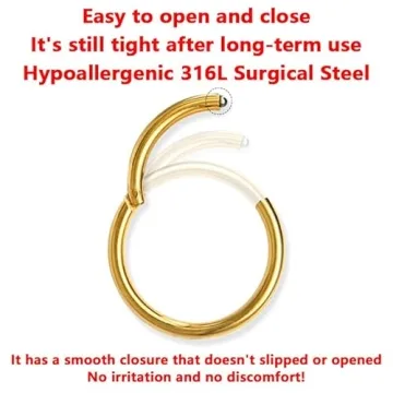 12-Piece Hypoallergenic Gold Nose Rings & Studs Set